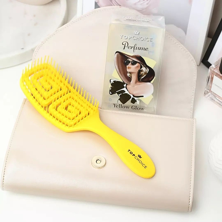 Гребінець для волосся 64494 "Yellow Glow", квадратний - Top Choice Perfume Hairbrush — фото N3