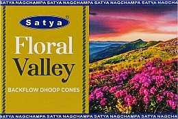 Стелющиеся дымные благовония конусы "Цветочная долина" - Satya Floral Valley Backflow Dhoop Cones — фото N1