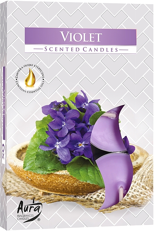 Чайные свечи "Фиалка" - Bispol Violet Scented Candles — фото N1