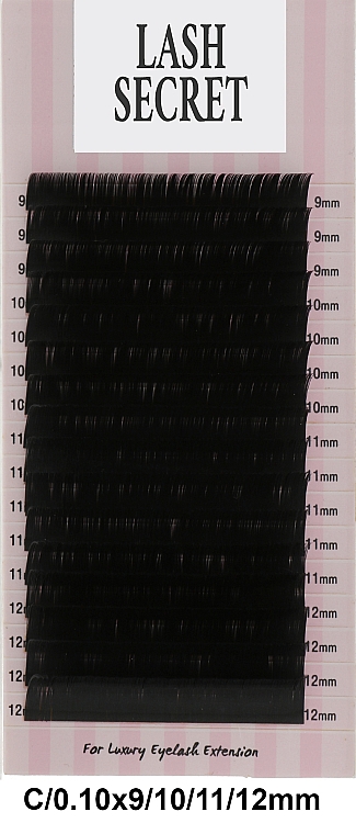 Накладні вії, чорні, 16 ліній (mix, 0,1, C, 9-12) - Lash Secret — фото N1