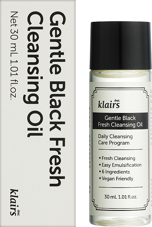Зволожувальна гідрофільна олія - Klairs Gentle Black Fresh Cleansing Oil (міні) — фото N2