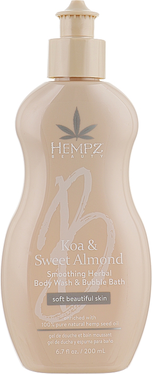 Гель-пена для душа "Коа и Сладкий Миндаль" - Hempz Koa & Sweet Almond Smoothing Herbal Bubble Bath — фото N1