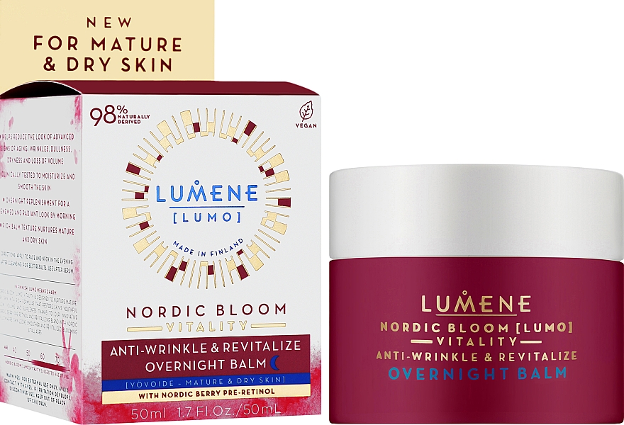 Нічний бальзам для обличчя від зморщок - Lumene Nordic Bloom Vitality Anti-Wrinkle & Revitalize Overnight Balm — фото N2