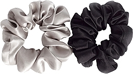 Набор резинок из натурального шелка, размер M, серая+черная - de Lure Scrunchie Set  — фото N1