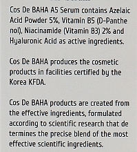 УЦЕНКА Сыворотка для лица с азелаиновой кислотой 5% - Cos De Baha A5 Azlaic Acid 5% Serum * — фото N3