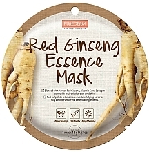 Тканевая маска для лица с экстрактом красного женьшеня - Purederm Red Ginseng Essence Mask — фото N1