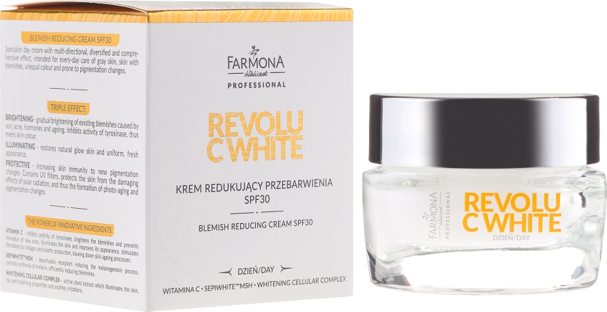 Восстанавливающий крем для лица - Farmona Professional Revolu C White Blemish Reducing Cream SPF30