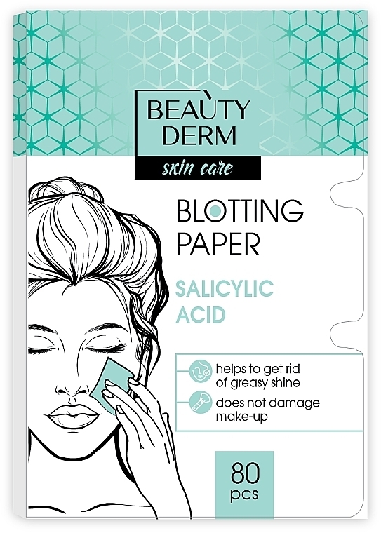 Матирующие салфетки для лица с салициловой кислотой, 80 шт. - Beauty Derm Scin Care Blotting Paper Salicylic Acid Matte Skin