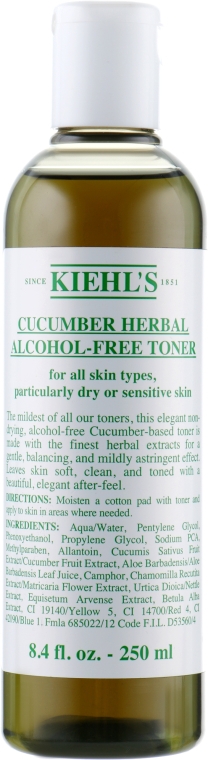 Тоник с огурцом для лица - Kiehl's Cucumber Herbal Alcohol-Free Toner
