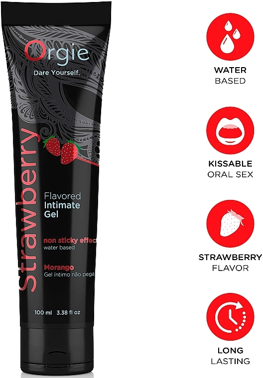 Съедобный лубрикант на водной основе, клубника - Orgie Lube Tube Flavored Intimate Gel Strawberry — фото N2
