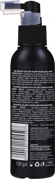 Спрей для укладки волос с кератином - Venita Salon Professional Flexible Hold Hair Modeling Spray with Keratin — фото N2