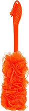 Парфумерія, косметика Губка банна масажна 9110, з довгою ручкою, 45 см, помаранчева - Titania