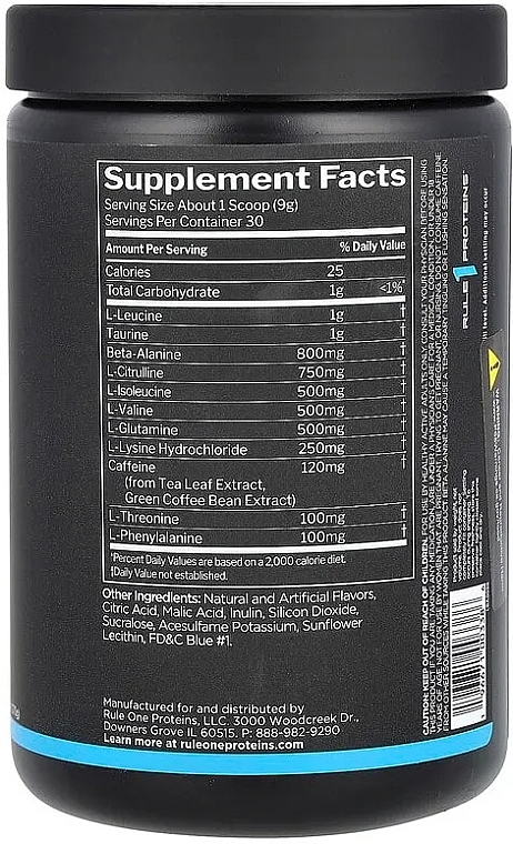 Амінокислота "Блакитна малина" - Rule One Energized Amino Blue Raspberry — фото N2