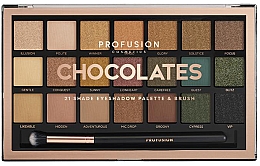 Палетка теней для век - Profusion Cosmetics Chocolates 21 Shade Eyeshadow Palette & Brush — фото N1