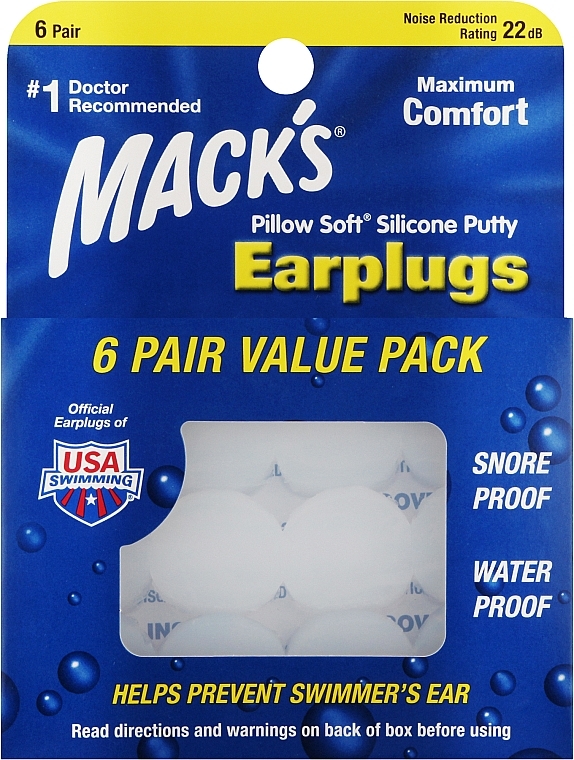 Беруши силиконовые #7, белые - Mack's Pillow Soft — фото N1