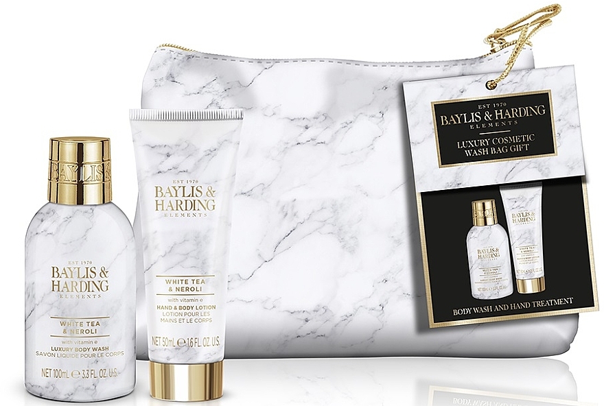 Набор - Baylis & Harding Elements White Tea & Neroli (sh/gel/100ml + h/b/lot/50ml + bag) — фото N1