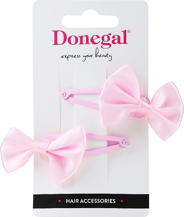 Заколки для волос, 2 шт., FA-5709, бантик, светло-розовый - Donegal — фото N1