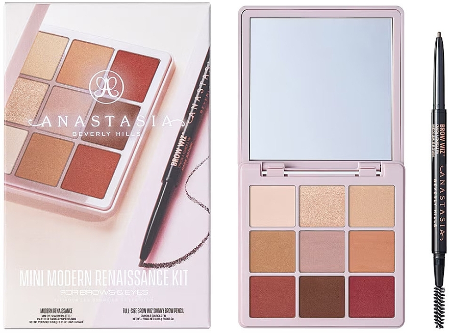 Набір - Anastasia Beverly Hills Mini Modern Renaissance Brow Wiz Kit Medium Brown (eye/shadow/7.5g + brow/penc/0.08g) — фото N1