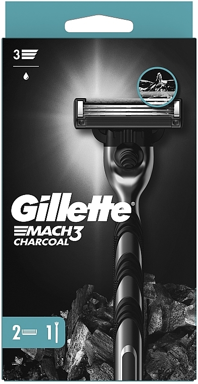 Бритвенный станок с 2 сменными кассетами - Gillette Mach3 Charcoal  — фото N2