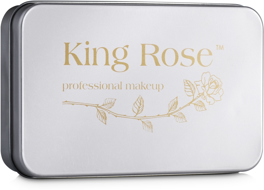 Набір пензлів для макіяжу у косметичці, 12 шт., у металевому пеналі - King Rose — фото N3