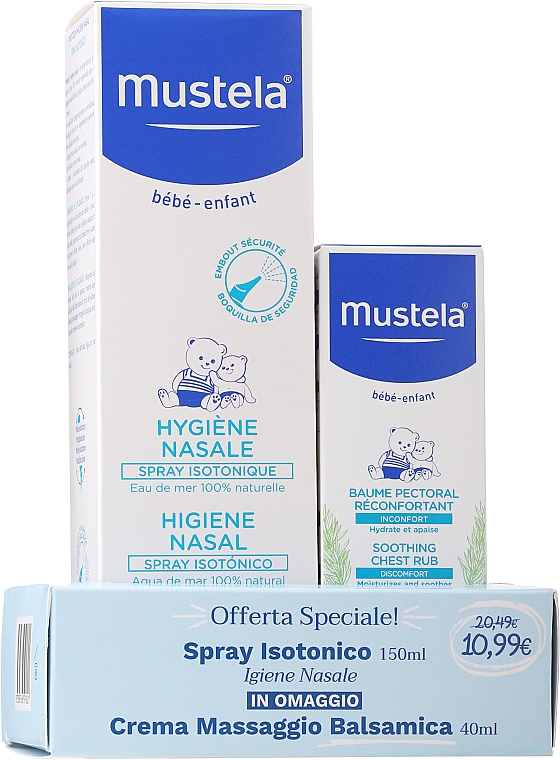 Набор - Mustela (nasal spray/150 ml + mass cr/40 ml)