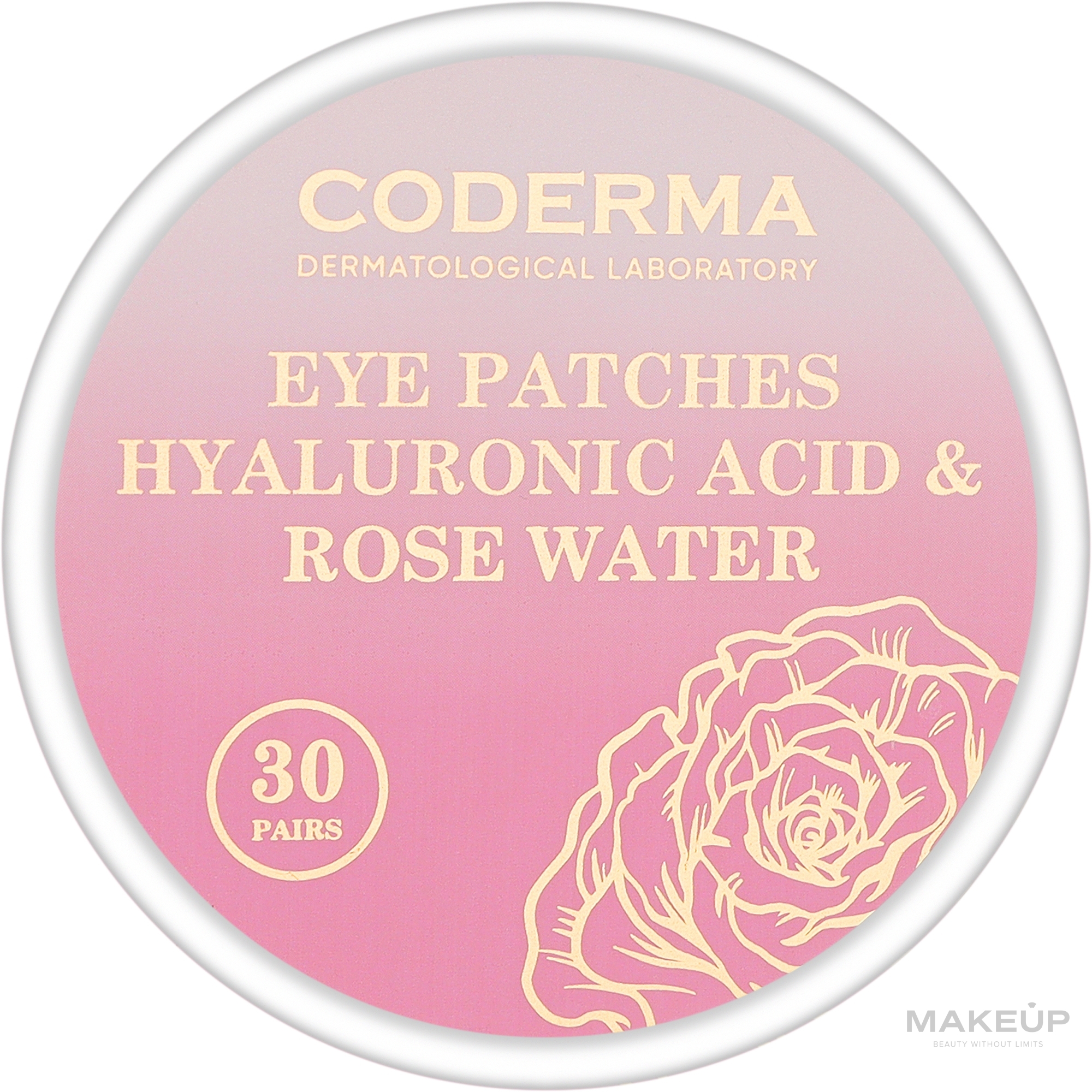 Гидрогелевые патчи под глаза с гиалуроновой кислотой и розовой водой - Coderma — фото 60шт