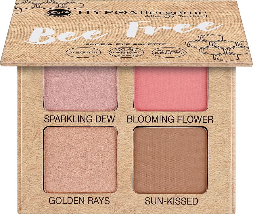 Палетка для обличчя та повік - Bell Hypoallergenic Bee Free Vegan Face&Eye Palette — фото N1