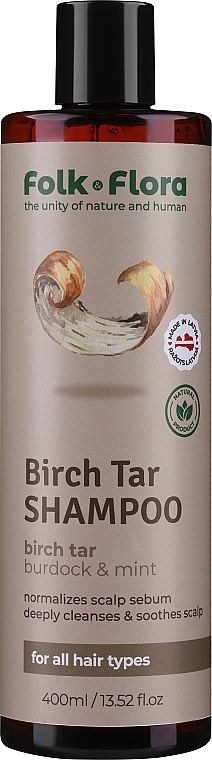 Шампунь з березовим дьогтем для всіх типів волосся - Folk&Flora Birch Tar Shampoo — фото N1