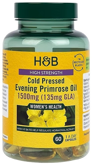 Харчова добавка "Примула вечірня", 1500 мг - Holland & Barrett High Strength Cold Pressed Evening Primrose Oil 1500mg — фото N1