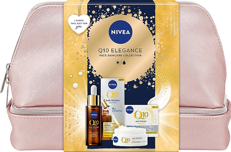 Набір - NIVEA Q10 Elegance (day/cr/50ml + f/ser/30ml + bag) — фото N1