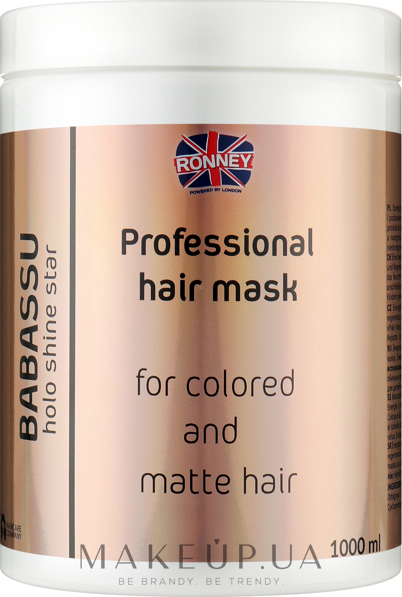 Зміцнювальна маска для фарбованого й тьмяного волосся - Ronney Professional Holo Shine Star Babbasu Mask — фото 1000ml