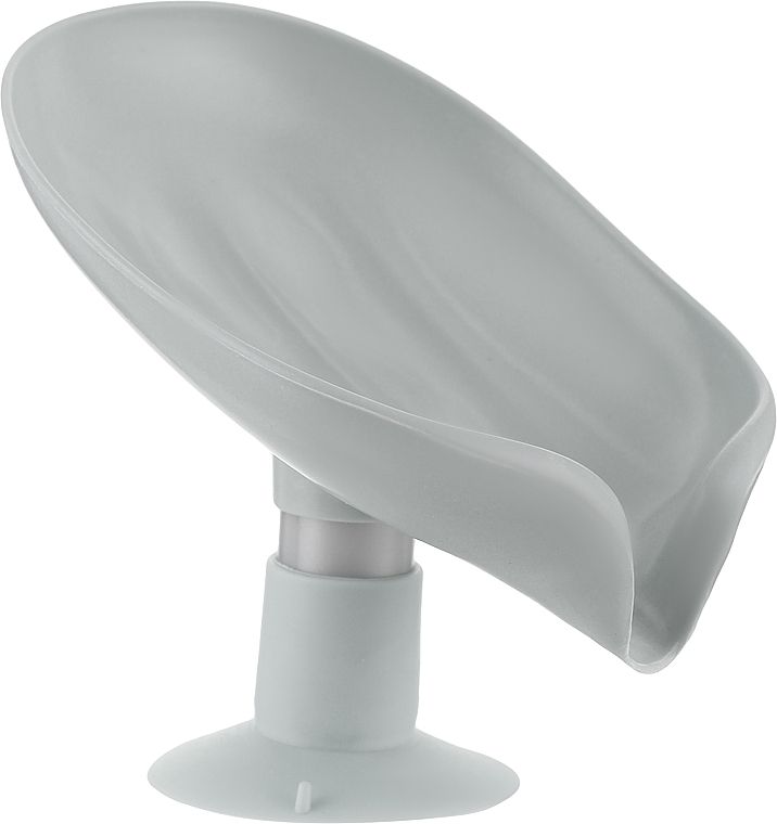 Подставка для мыла на присоске в форме листочка CS52S, серая - Cosmo Shop — фото N1