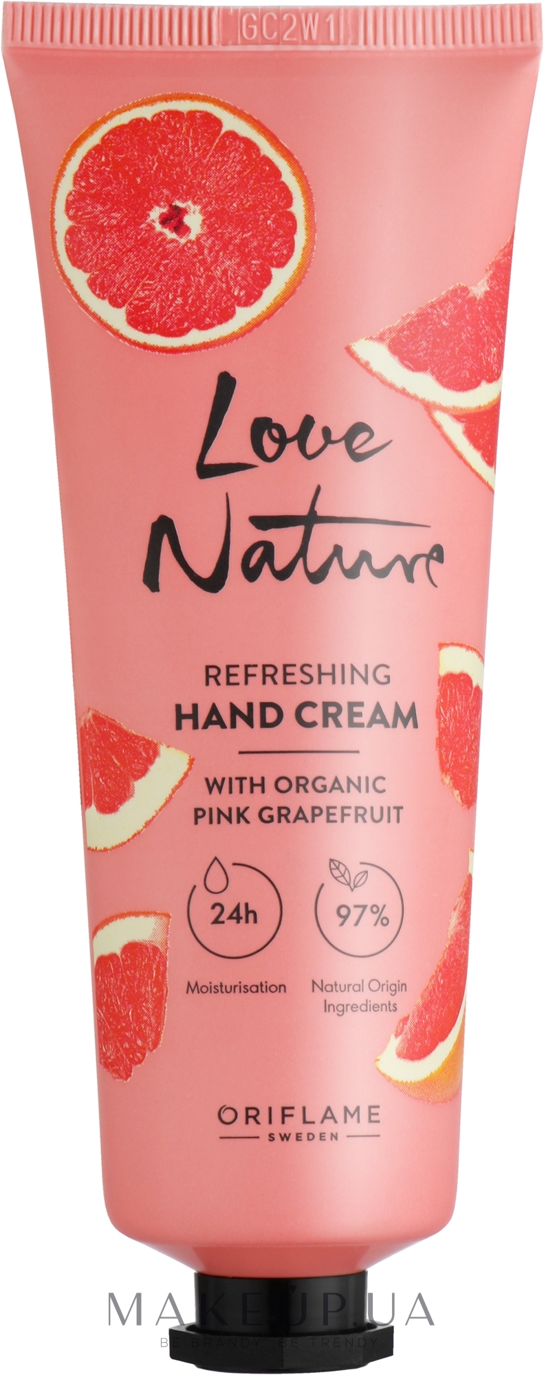 Освежающий крем для рук с органическим розовым грейпфрутом - Oriflame Love Nature Refreshing Hand Cream With Organic Pink Grapefruit — фото 75ml