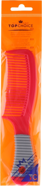 Расческа-гребень для волос 1208, красная с серым - Top Choice — фото N1