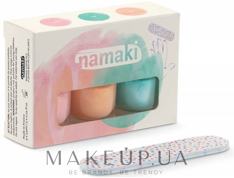 Набір - Namaki (polish/7.5ml + acc) — фото Candy Pink + Water Green + Peach