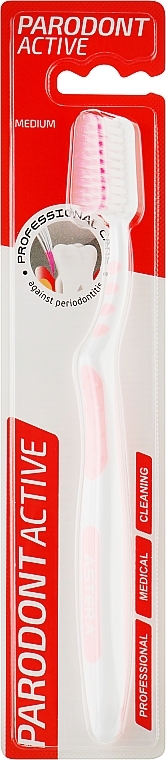 Зубная щетка, средняя, красная - Astera Parodont Active Medium Toothbrush — фото N1