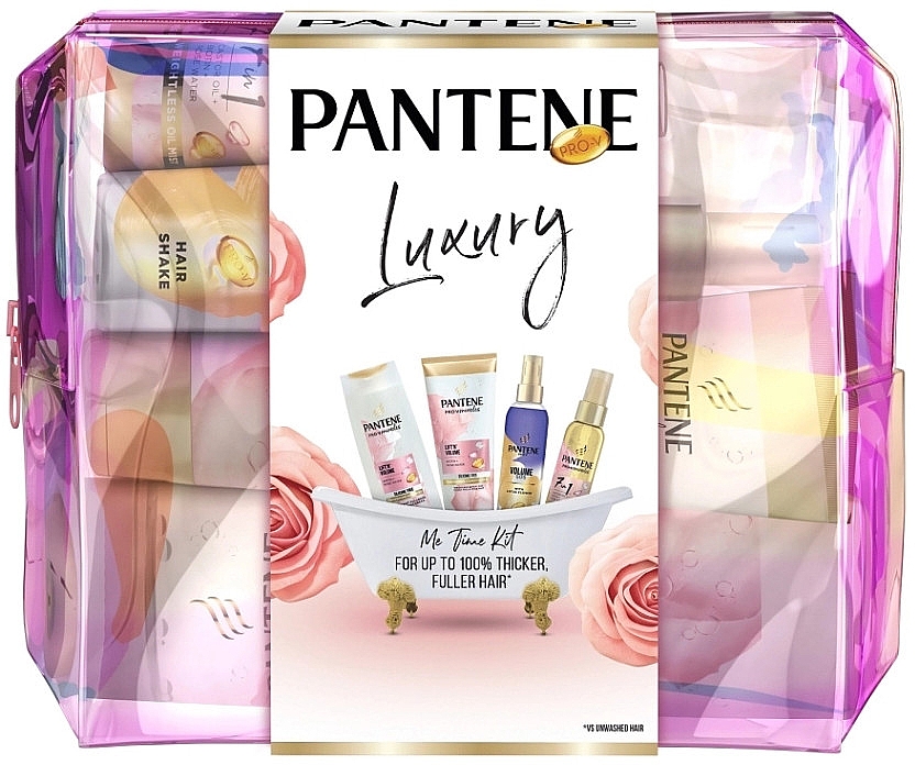 Набор - Pantene Luxury Me Time Kit (shmp/300ml + h/cond/200ml + h/spray/150ml + h/oil/150ml + bag) — фото N1