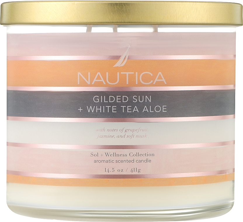Ароматическая свеча "Позолоченное солнце и белый чай алоэ" - Nautica Candle Gilded Sun & White Tea Aloe — фото N1