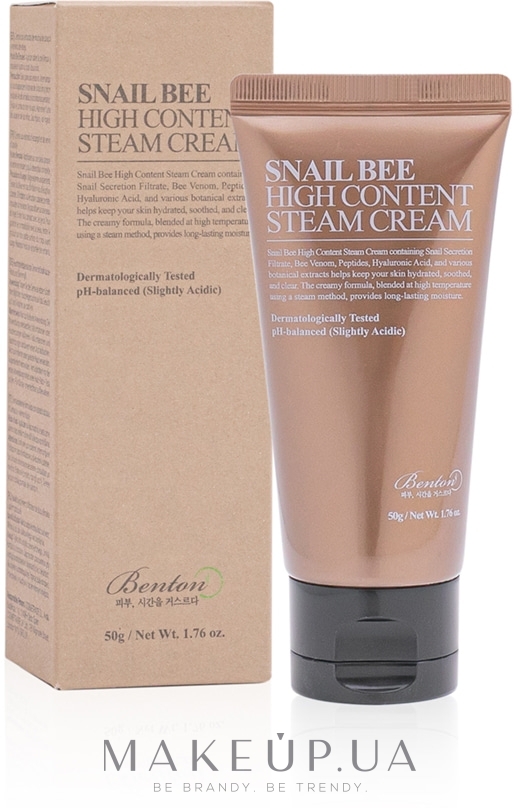Крем с муцином улитки и пчелиным ядом - Benton Snail Bee High Content Steam Cream — фото 50g