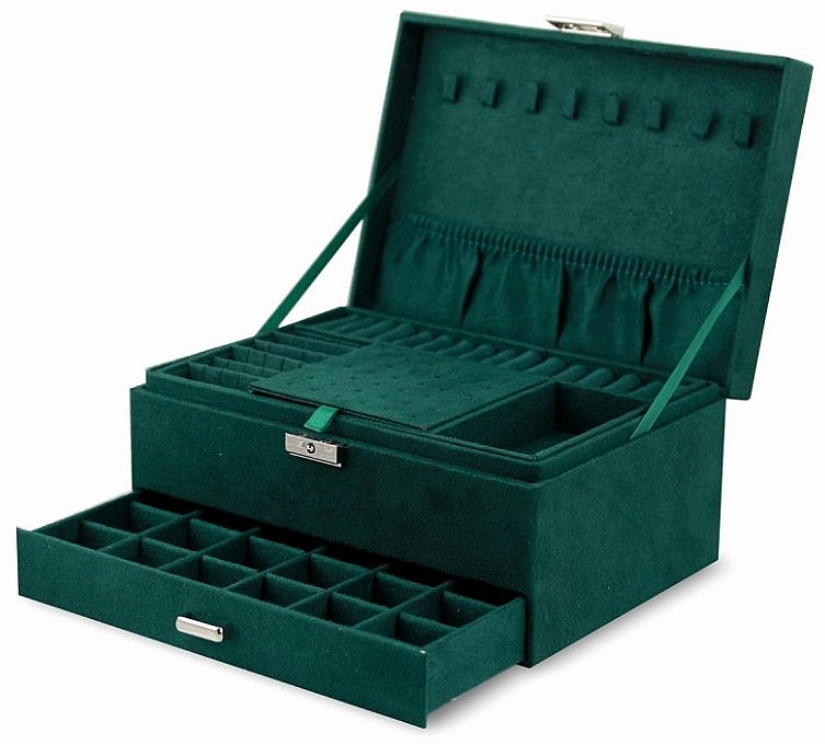 Скринька для прикрас велюрова, зелена - Ecarla