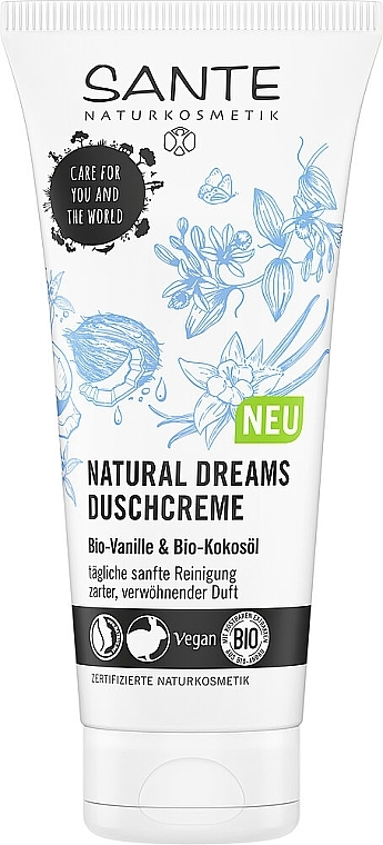 Крем для душу "Ваніль і кокос" - Sante Natural Dreams Organic Vanilla & Coconut Shower Cream — фото N1