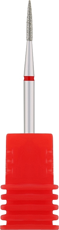 Фреза алмазна "Циліндр, стрілчастий кінець" 249 012R, діаметр 1,2 мм, червона - Nail Drill — фото N1