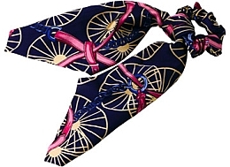 Парфумерія, косметика Резинка для волосся з хусткою, темно-синя, принт велосипед - Lolita Accessories