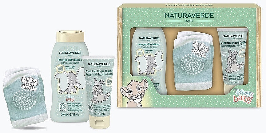 Набор - Naturaverde Baby Disney Gift Set (b/wash/200ml + nappy/cr/100ml + knee pads) — фото N2