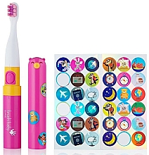 Парфумерія, косметика Електрична зубна щітка з наклейками, рожева - Brush-Baby Go-Kidz Pink Electric Toothbrush