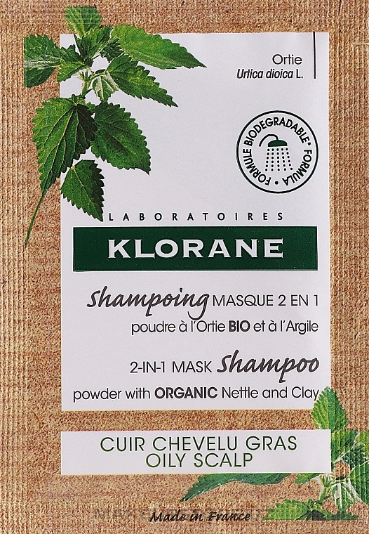 Шампунь-маска для волос - Klorane 2-in-1 Mask Shampoo Powder with Nettle and Clay — фото N1
