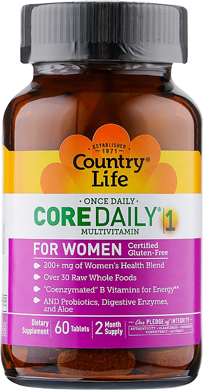 Витаминно-минеральный комплекс для женщин - Country Life Core Daily 1 Multivitamin Women — фото N1