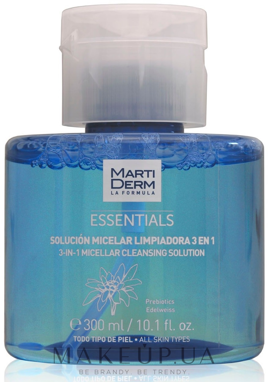 Мицеллярный раствор для очищения лица - MartiDerm Essentials Micellar Solution Cleanser 3in1 — фото 300ml