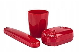 Набор туристический, красный - Sanel Comfort II (cup1/pcs + toothbr/case/1pcs + soap/case/1pcs) — фото N1