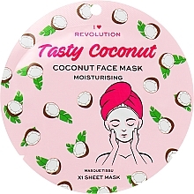 Парфумерія, косметика Зволожувальна тканинна маска з кокосом - I Heart Revolution Coconut Moisturising Printed Sheet Mask